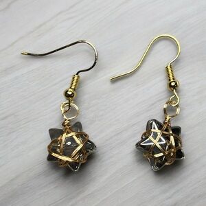 14k Gold and Wire Wrapped Silver Crystal Star Earrings